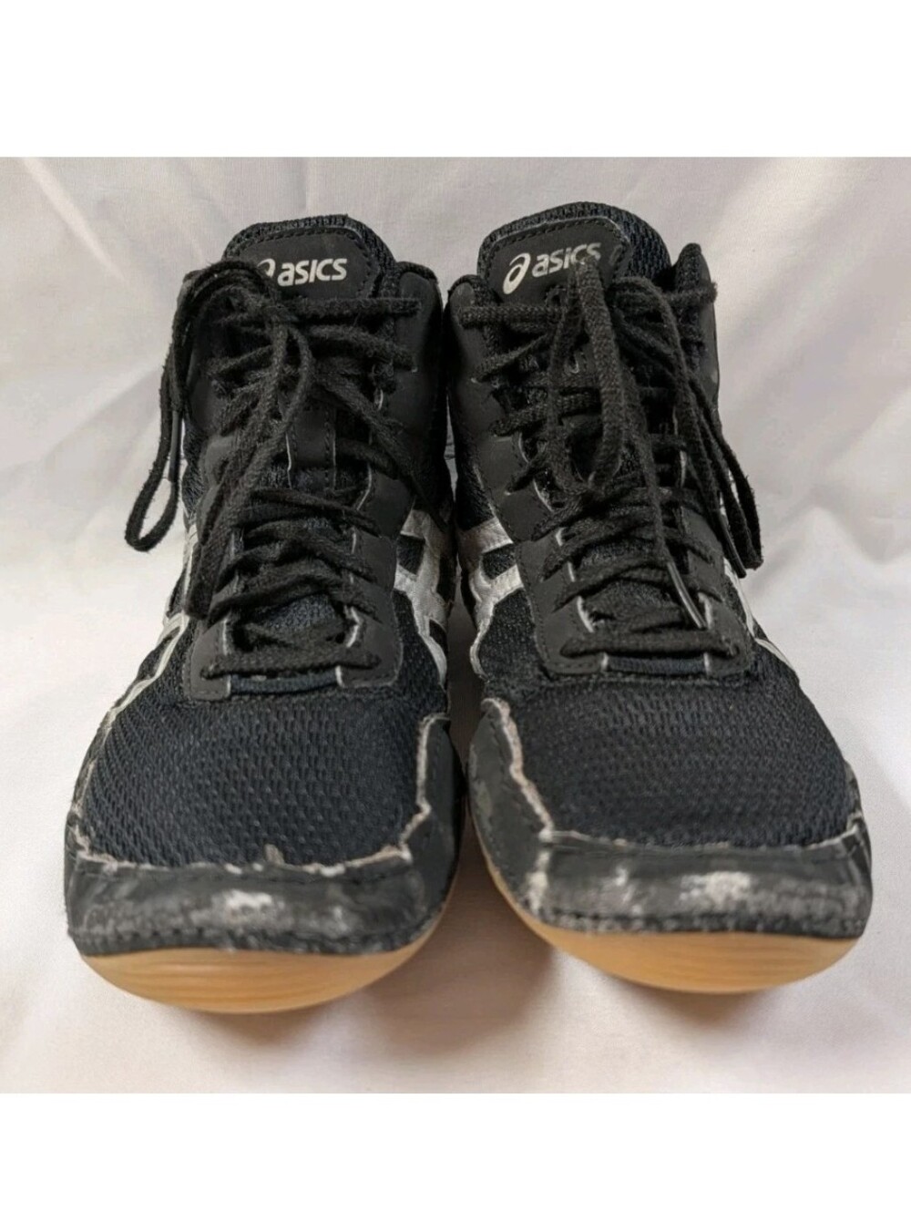 ASICS Matflex 5 Youth Boys Wrestling Shoes Size 4.5 Black Silver C545N
